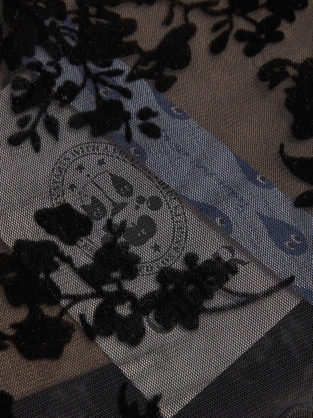 Cider Black Floral Mesh V-Neck Mini Dress with Sheer Overlay NWT M - Picture 6 of 11